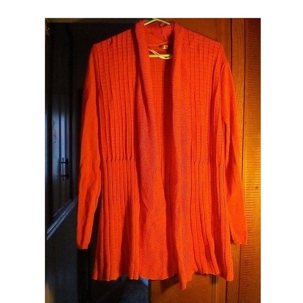 Red Pleated Cardigan Sweater Belldini Petite LP